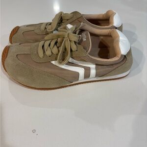 Olive and White Women's Athletic Shoes